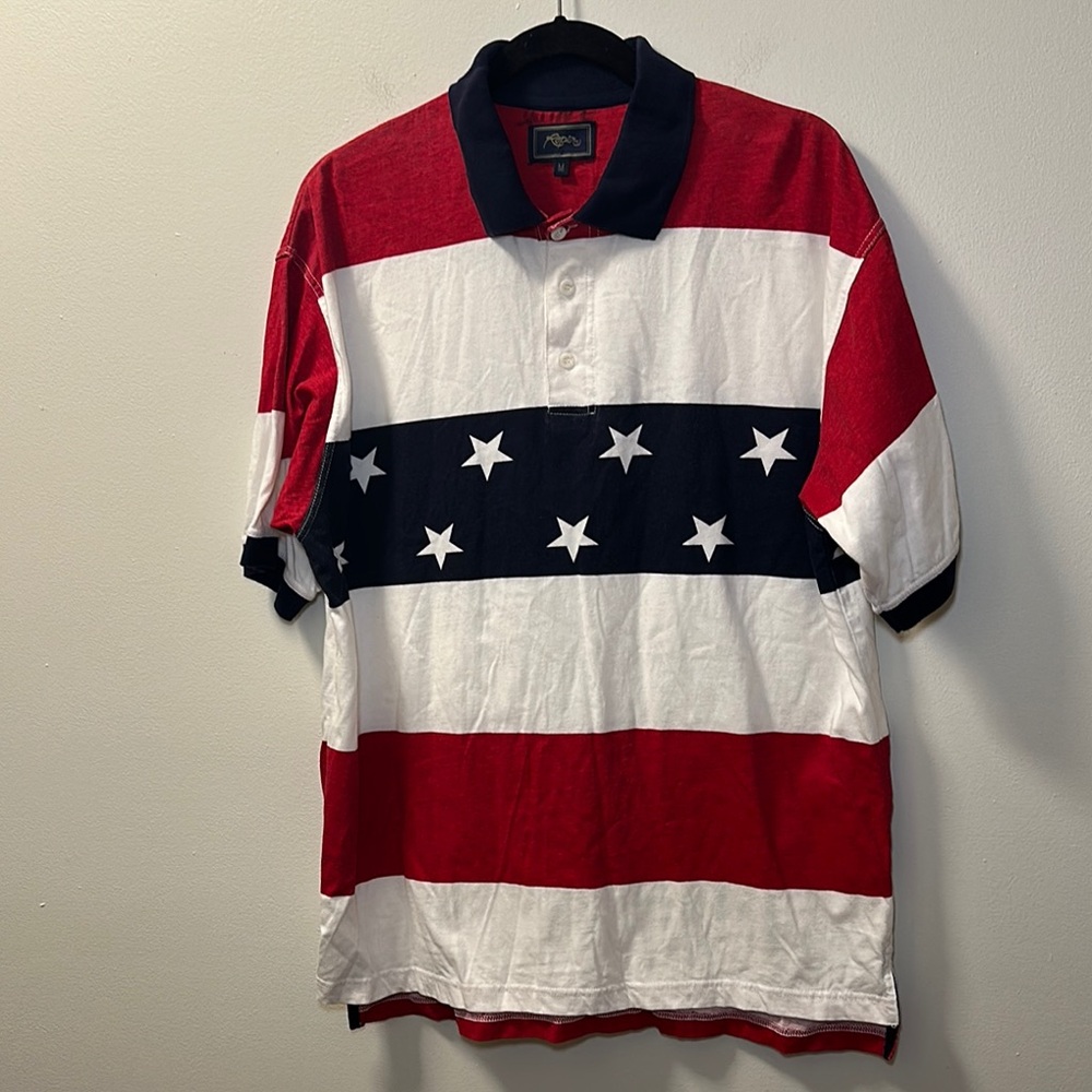 Roper Men’s Vintage American Flag Short Sleeve Polo Sz M
